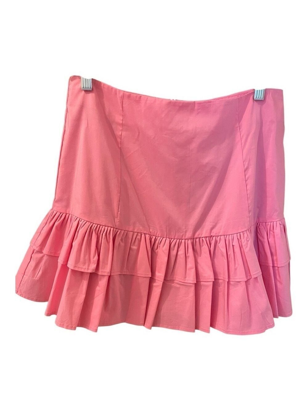 Main Strip Mini Skirt, Size L, Pink with Double Ruffles, Flirty!